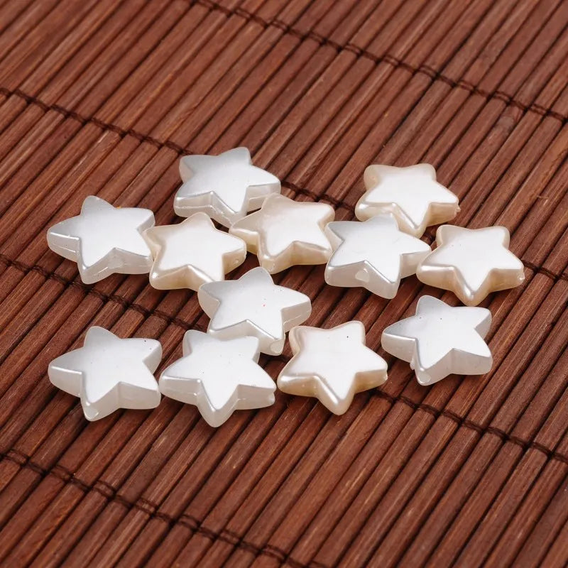 30 creme weiße Acryl Perlen STERNE f. Ketten Drahtsterne Schmuck Perlen Stern