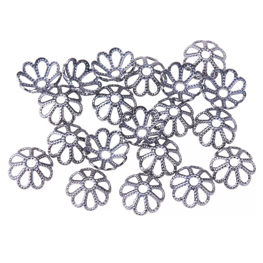 20 Perlenkappen Blütenblatt Messing Blume,metallfarbig,8x3 mm,Loch:1mm Perlen
