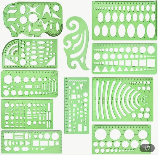 Kreative Kunststoffschablonen: 11er Set für Architektur, Geometrie und Schule